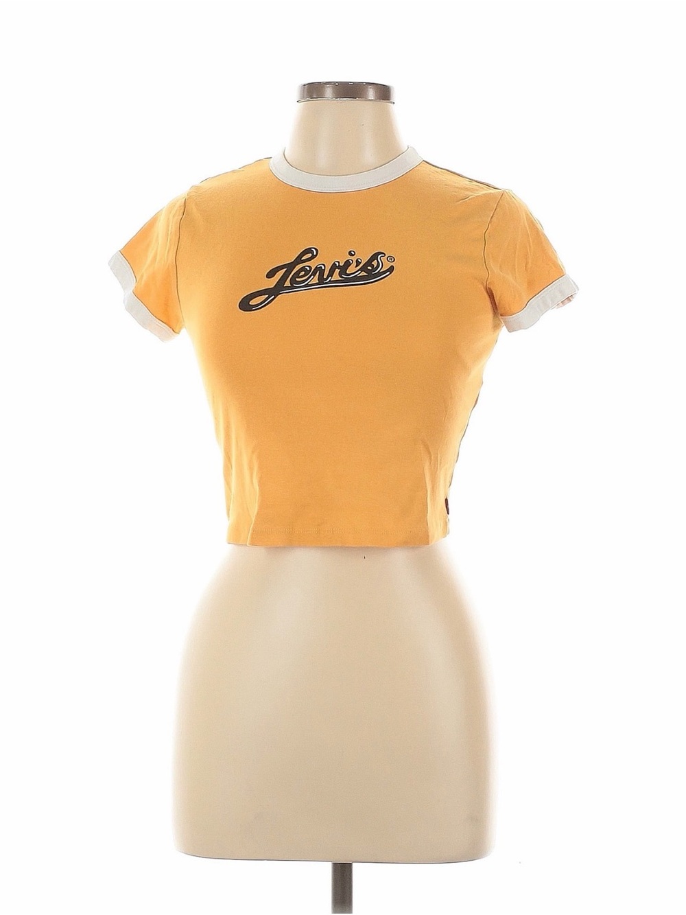 Levi's Yellow Ringer Crop Tee with White Trim
